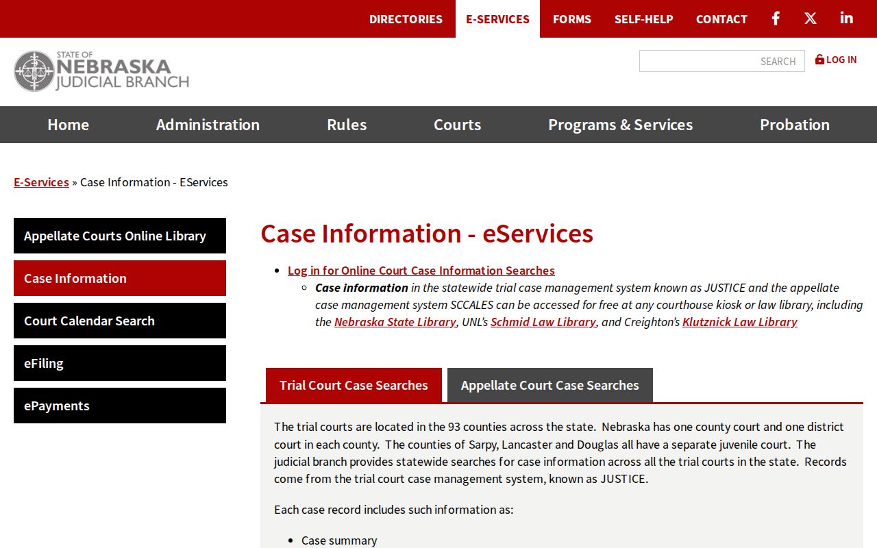 Otoe County warrant lookup, Nebraska JUSTICE public case information