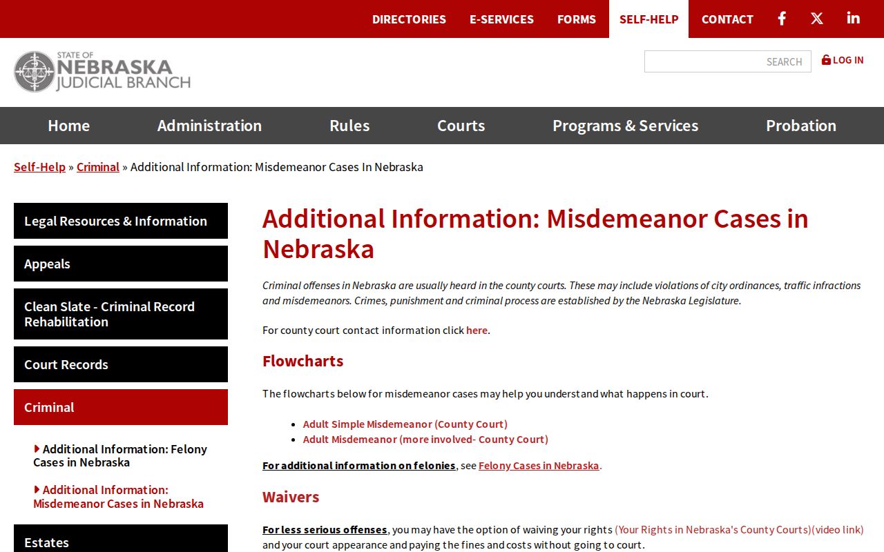 Otoe County bench warrant search, official Nebraska misdemeanor court guidance