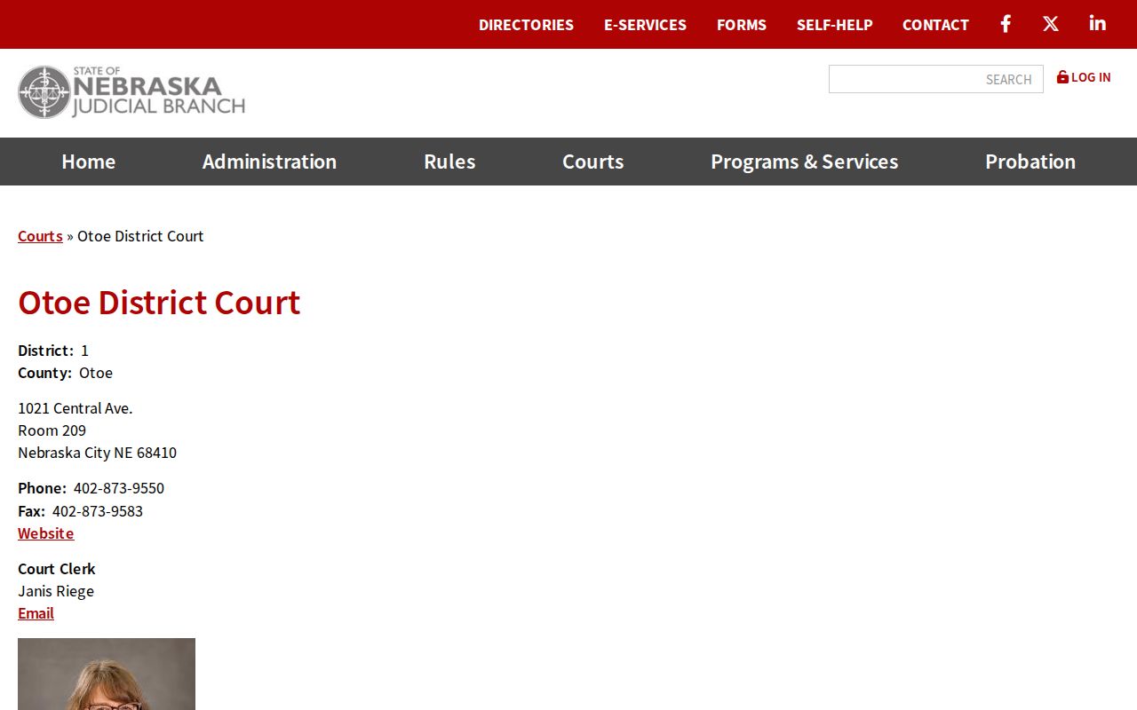 Otoe County arrest warrant search, District Court directory contact